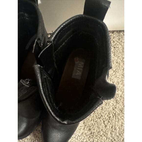 Mia Women's 2 Buckle Zip Up Ankle Boots Black Chunky 90s Size 6 M 2.5" Heel NOS - Picture 12 of 16